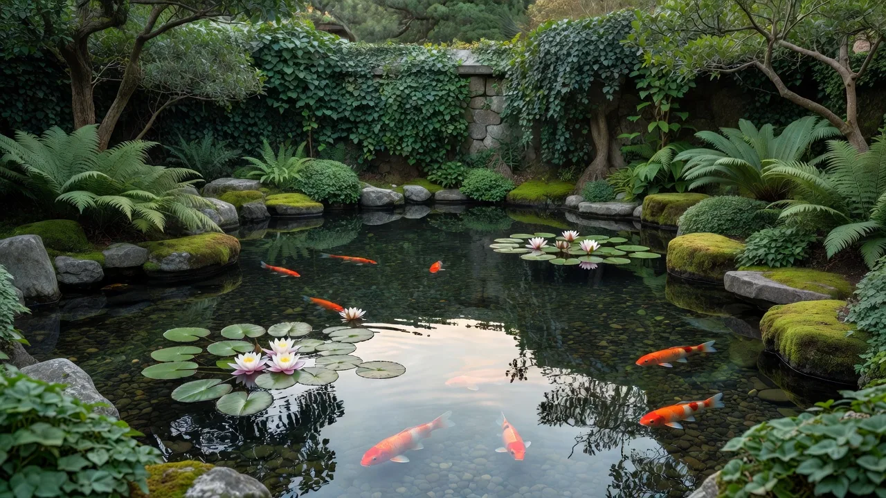 錦鯉の池