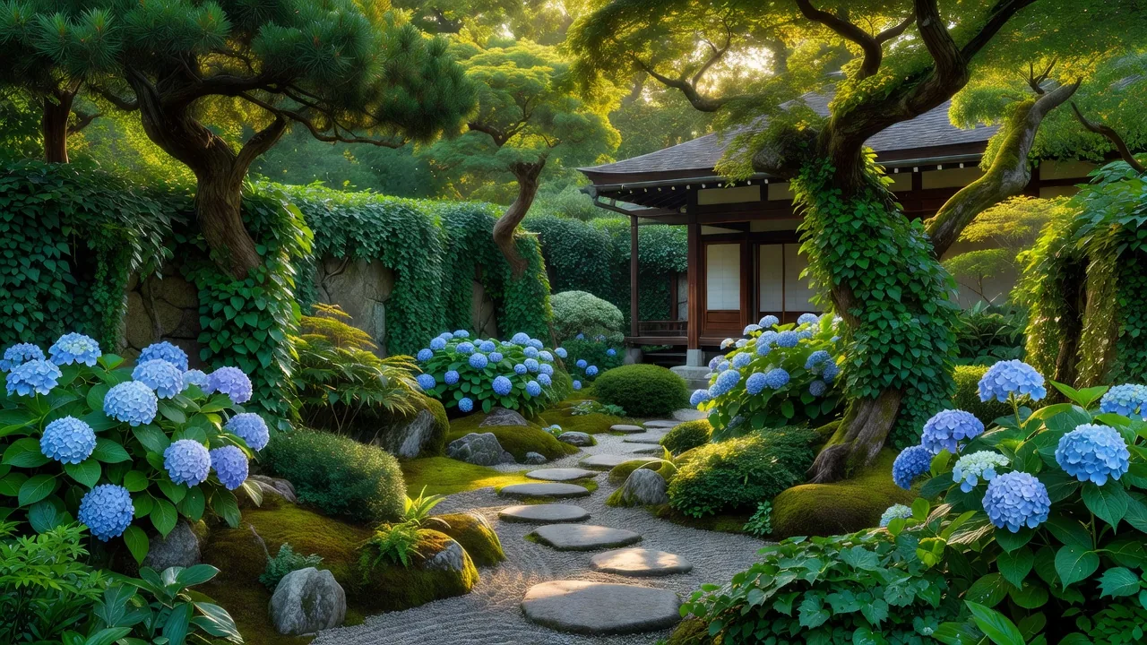 夏の夜の庭園